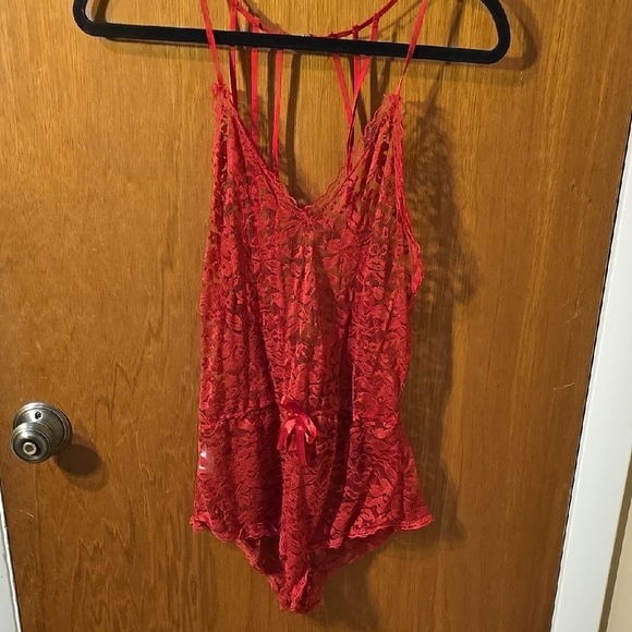 Red Lace Women's Intimate Romper - Picture 1 of 2